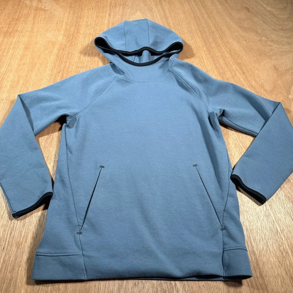 Old Navy Hoodie Kids Large 10-12 Blue Dynamic Fleece 4-Way Stretch Activewear